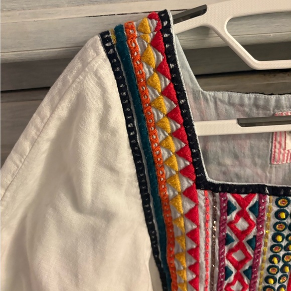 Anthropologie White Abigail Embroidered Blouse Babydoll Boho Flowy - Picture 8 of 11